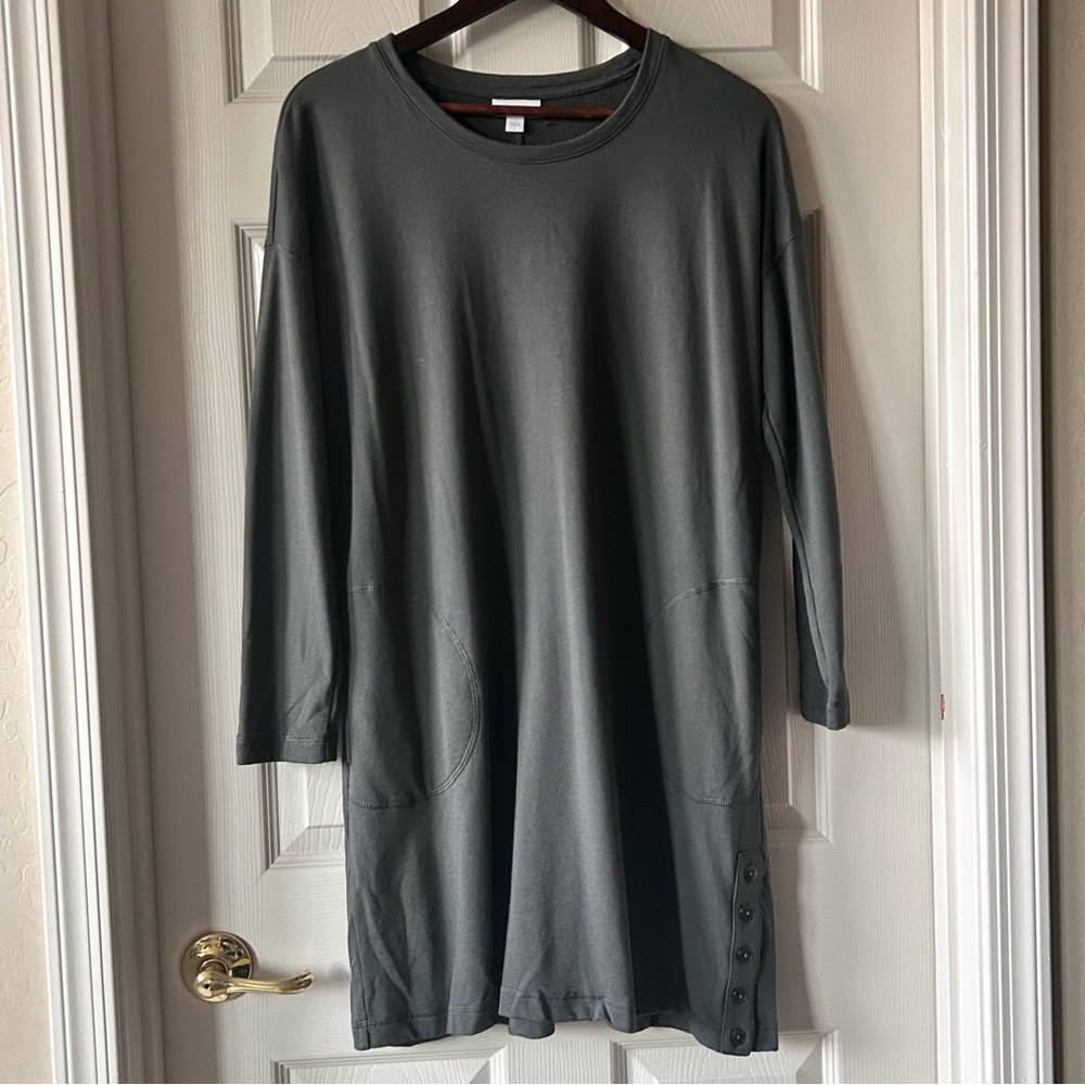J. Jill Pure Jill Button Cuff Tunic Dress Gray Size L Fall Autumn